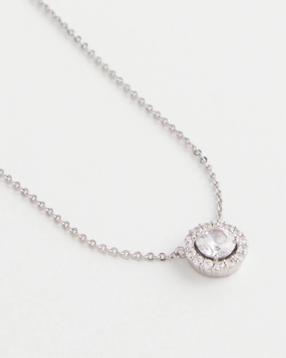 Silver Tone Drop Stone Necklace