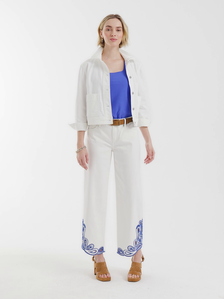 Girlfriend Wide-Leg Cutout Crop Jean