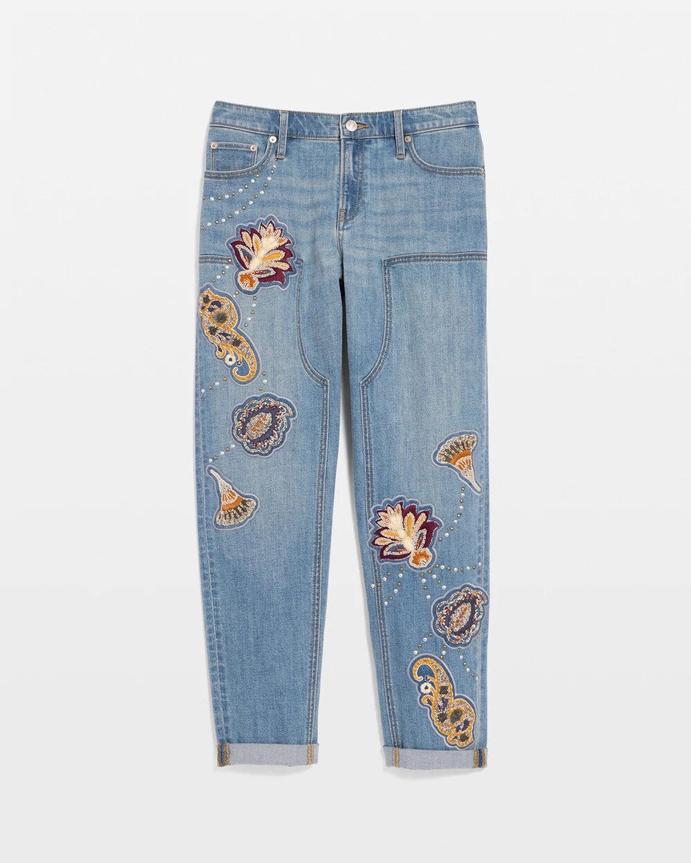 Embellished Vintage Boyfriend Crop Jeans