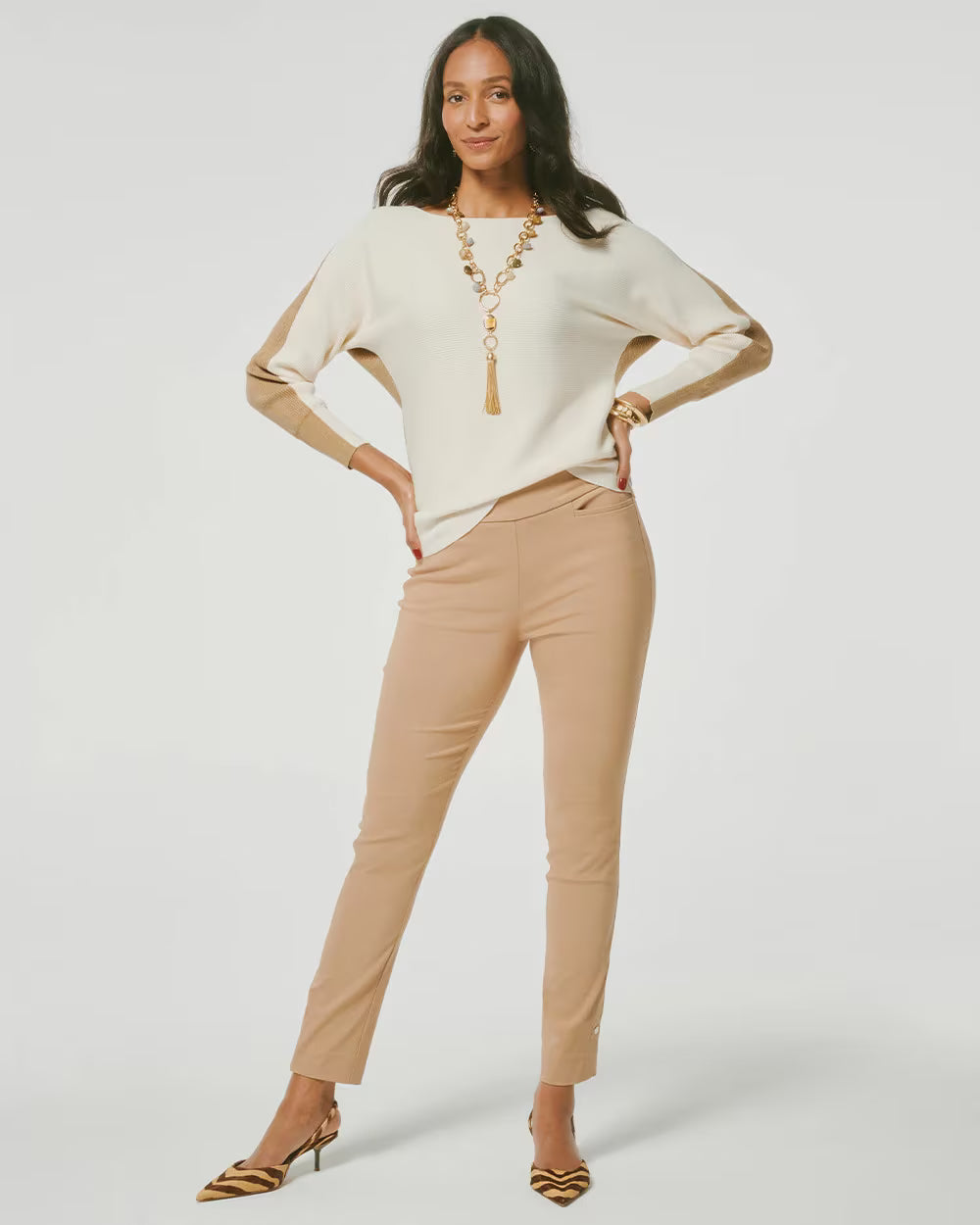 Brigitte Slim Button Hem Pants