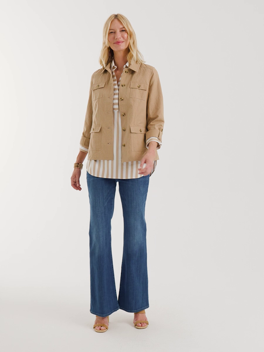 Linen-Cotton Utility Field Shacket