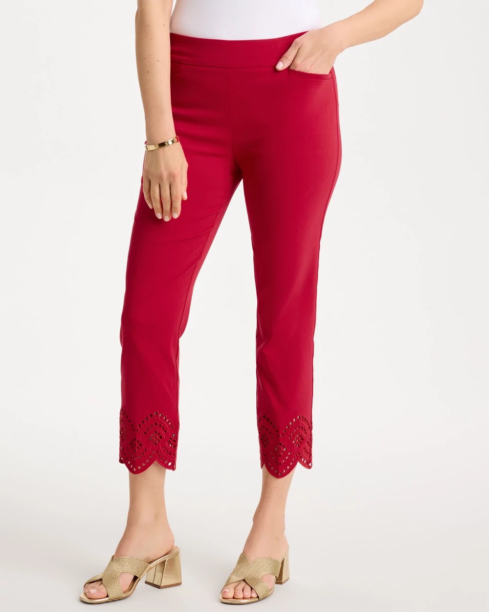 Brigitte Slim Scalloped Ankle Pants