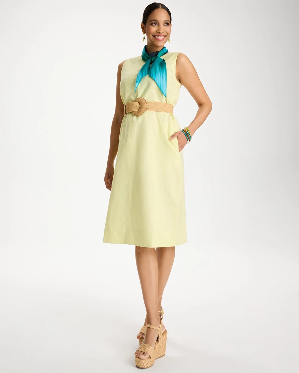 Linen-Cotton Henley Dress