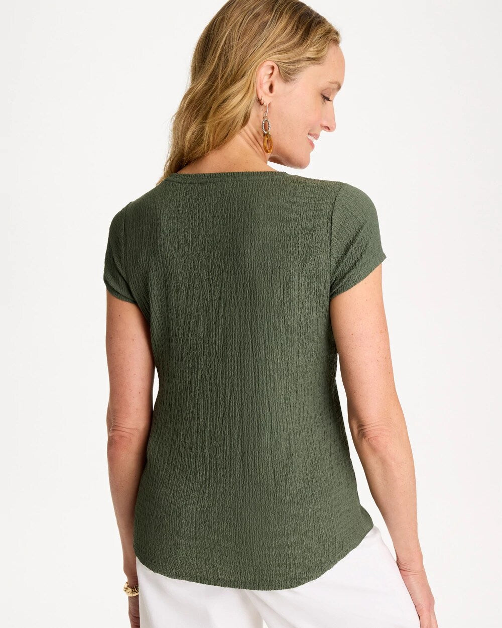 Textured Knit Cap Sleeve Tee