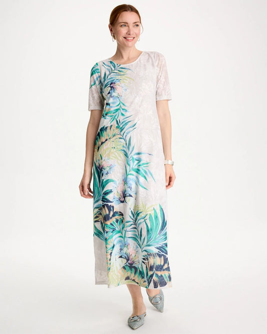 Jersey Knit Tropical Maxi Dress