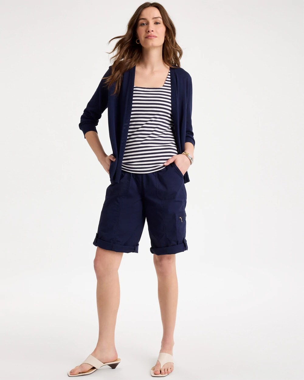 Poplin Cotton Roll-Tab Shorts