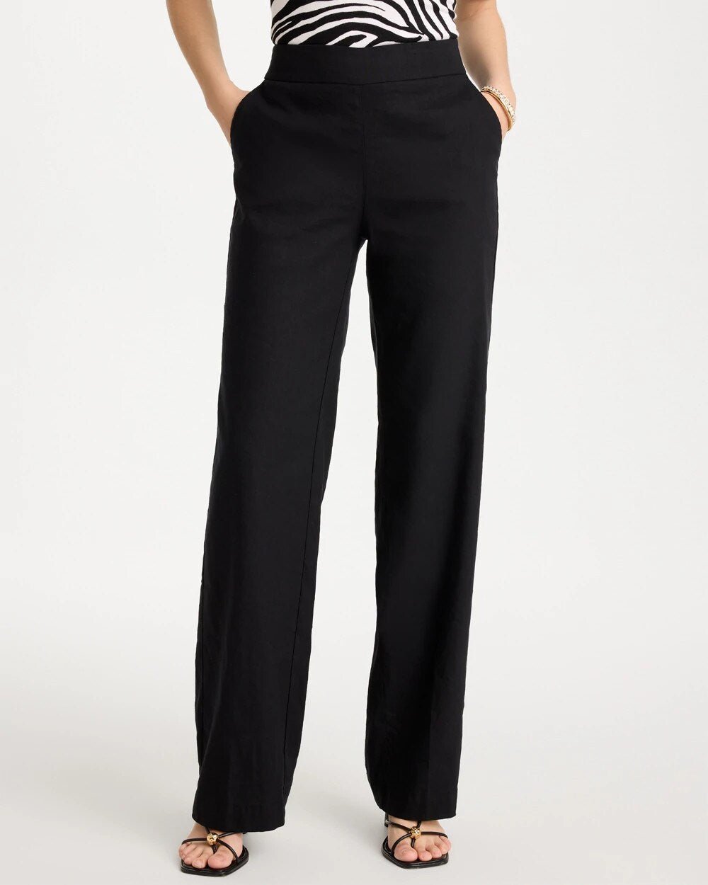 Pull-On Wide-Leg Linen Pants