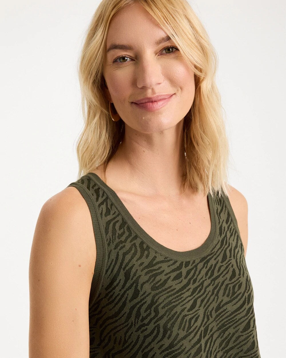 Ella Zebra Jacquard Scoopneck Sweater Tank