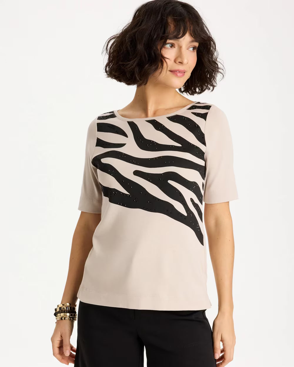 Zebra Pima Elbow Sleeve Tee