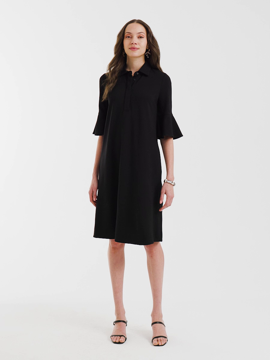Knit Flounce Sleeve Dress