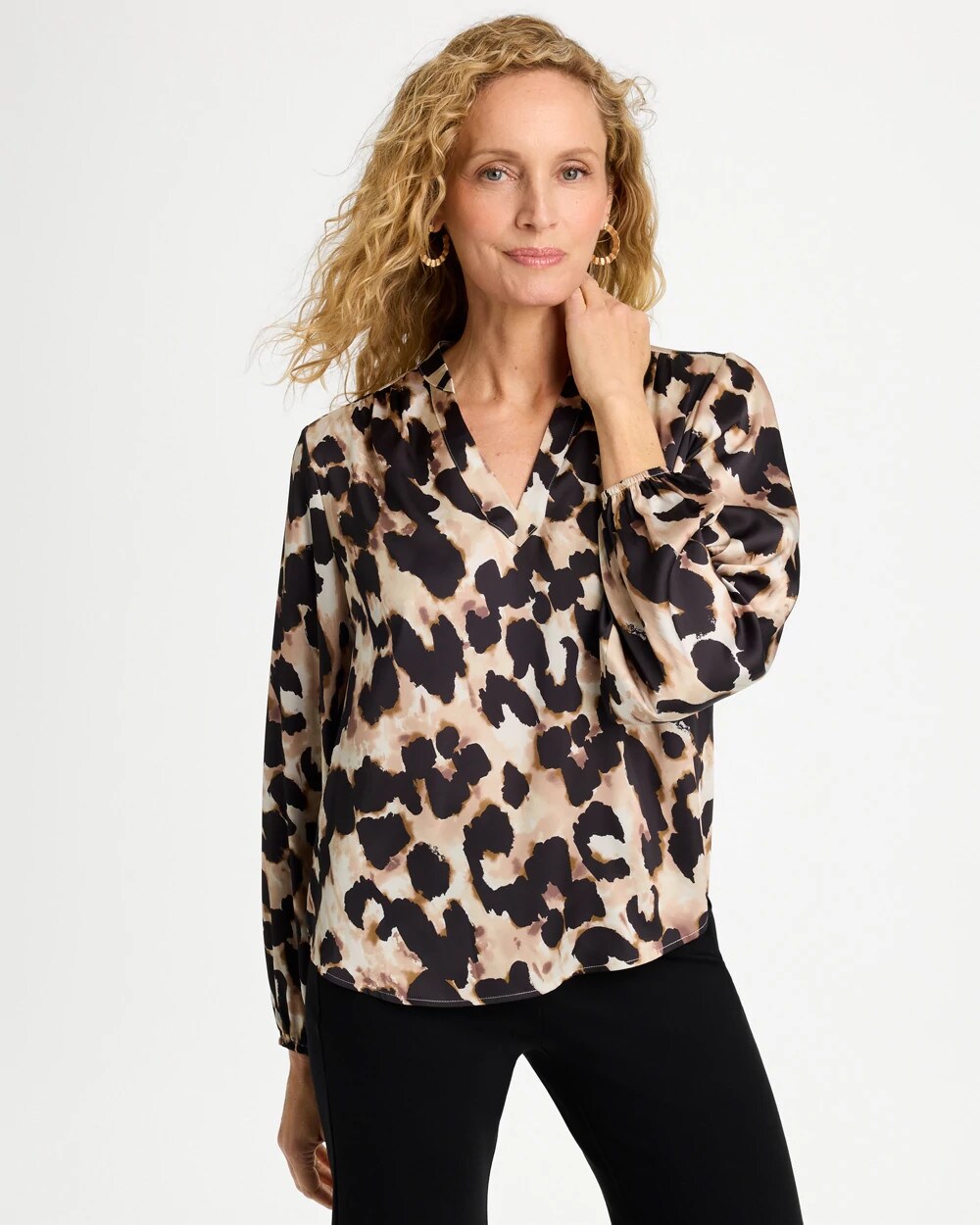 Satin Animal Print Blouse