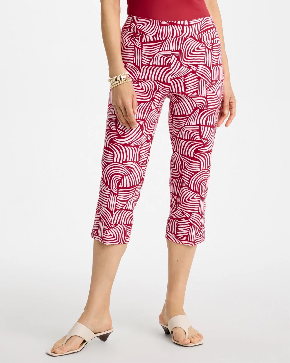 Brigitte Slim Geo Pull-On Capri Pant