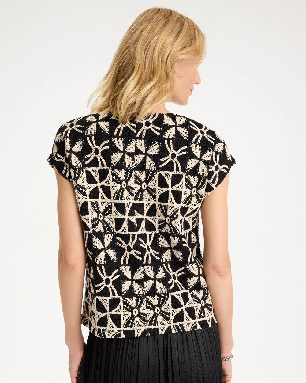 Cotton-Blend Crochet Dolman Tee