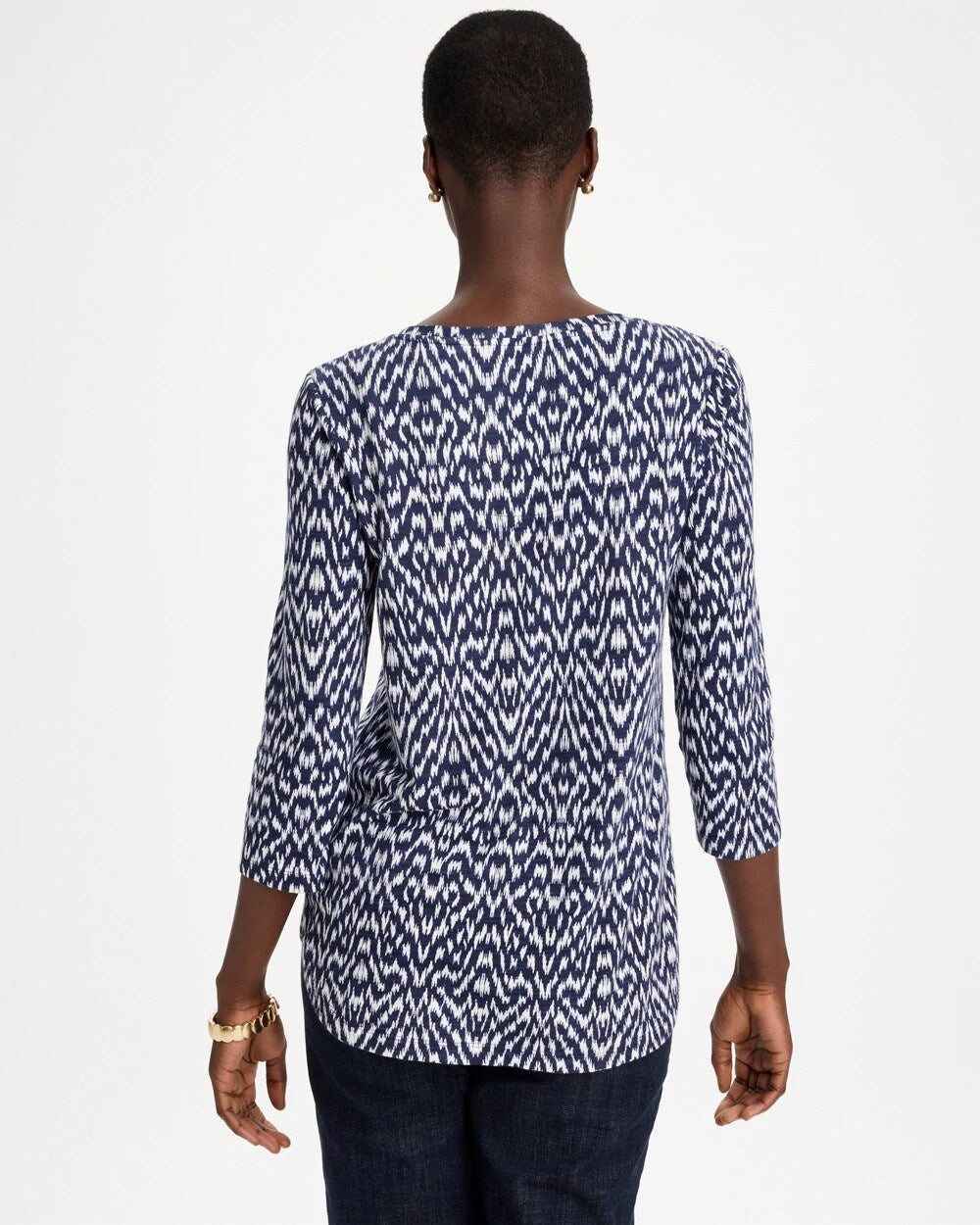 Geo Cotton Slub 3/4 Sleeve Tee