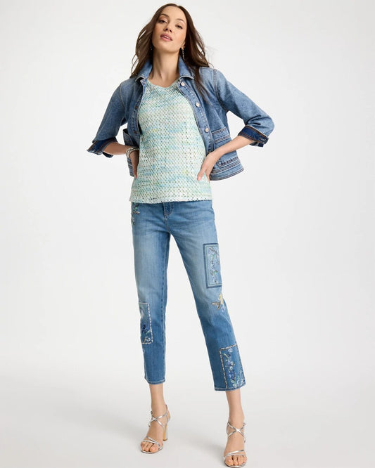 Floral Patchwork Girlfriend Crop Jeans
