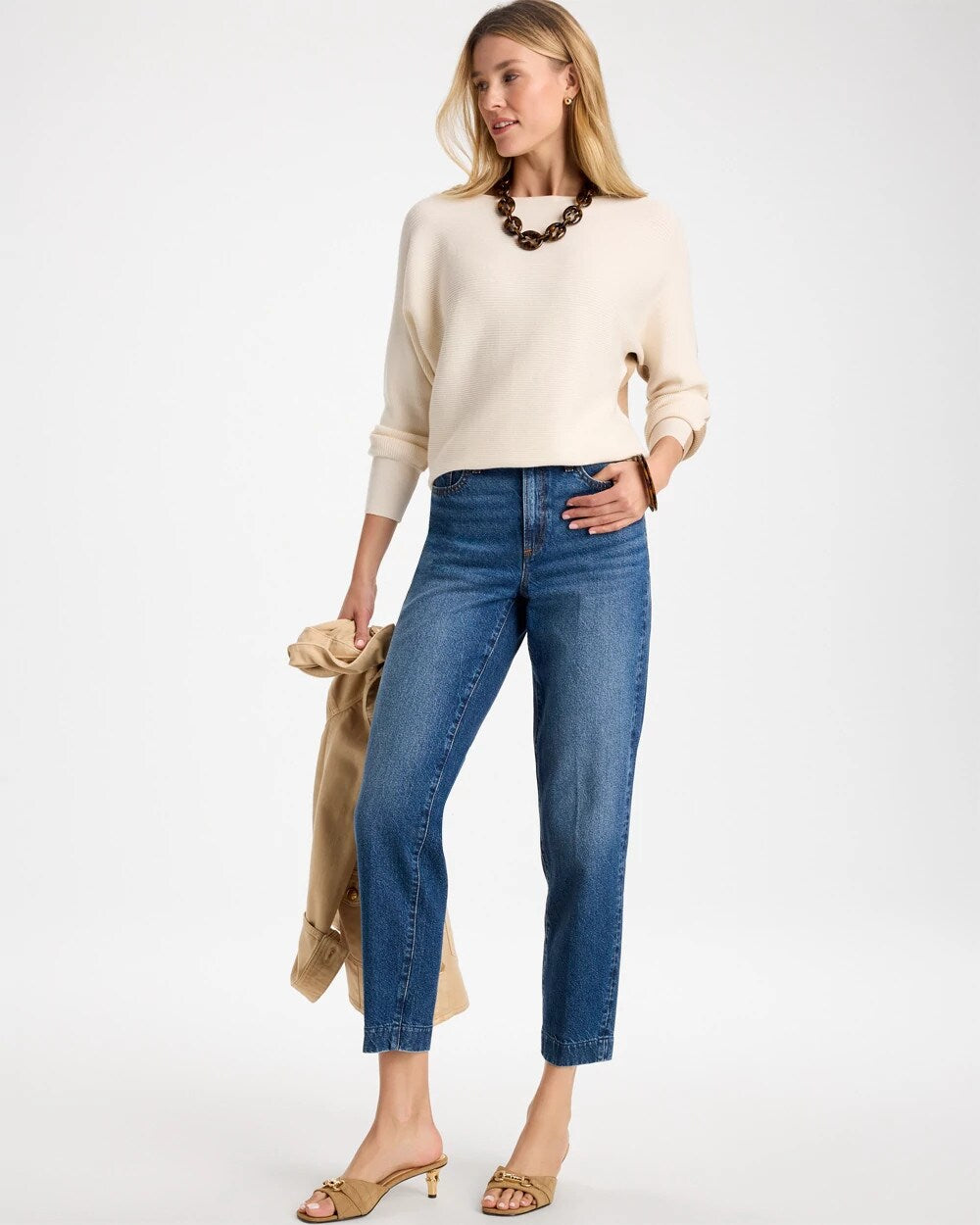 Colorblock Bateau Dolman Pullover Sweater