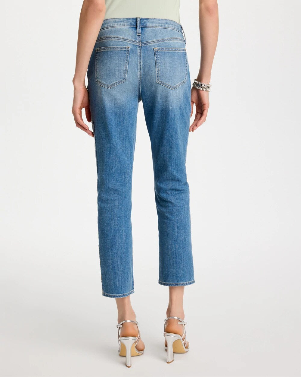 Floral Patchwork Girlfriend Crop Jeans