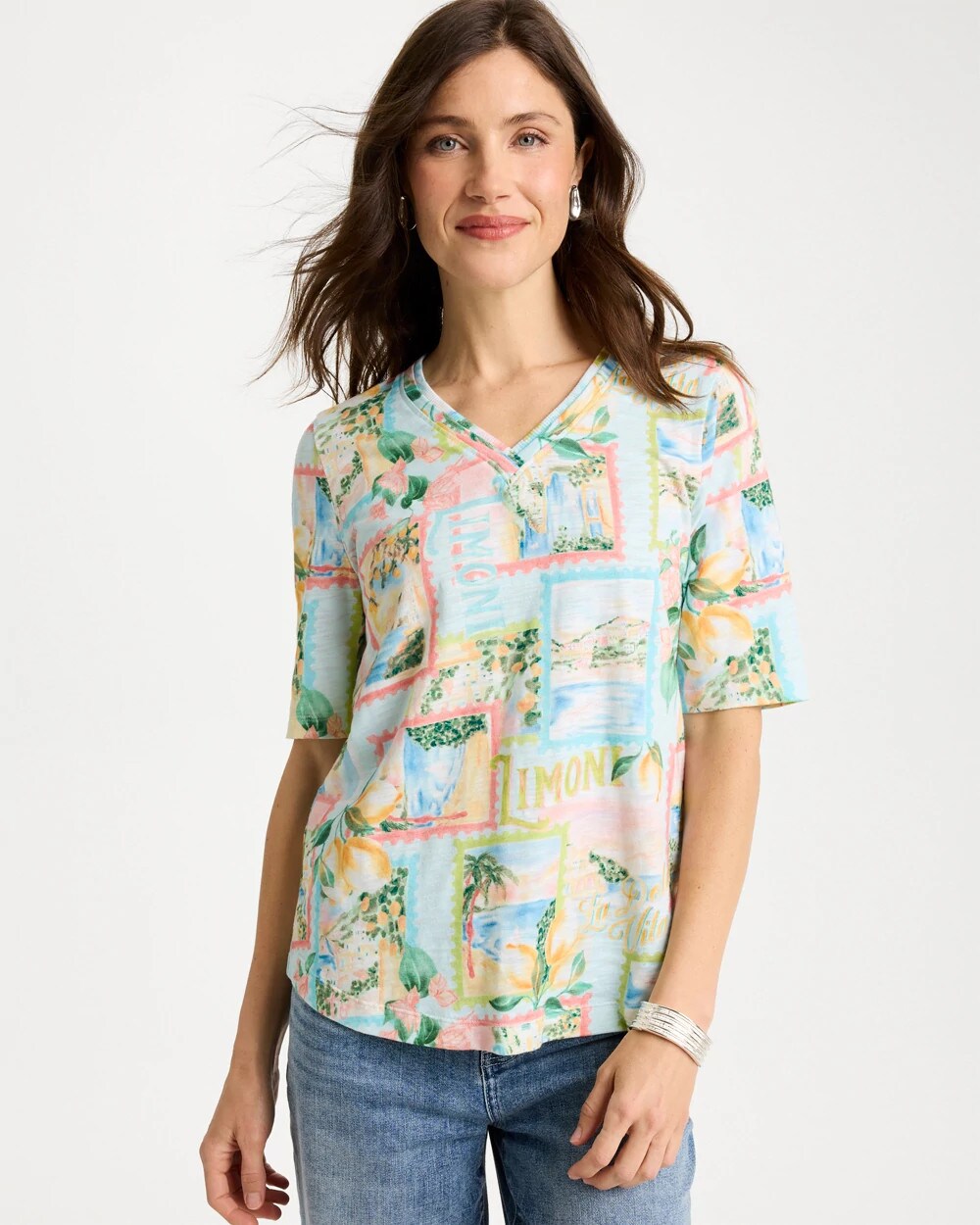 Limoni Dolci Cotton Slub V-Neck Tee