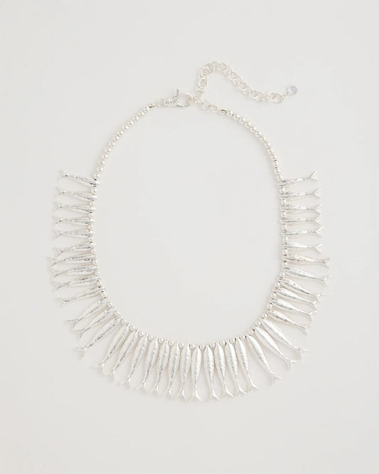 Silvertone Fish Collar Necklace