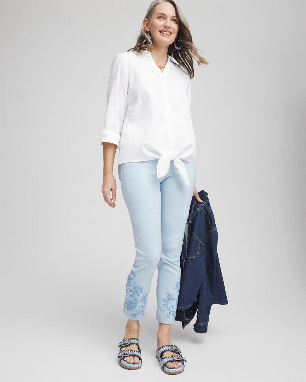 Brigitte Embroidered Ankle Pants