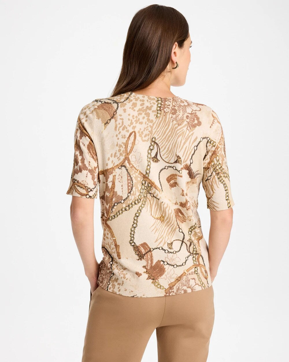 Ella Printed Short-Sleeve Sweater