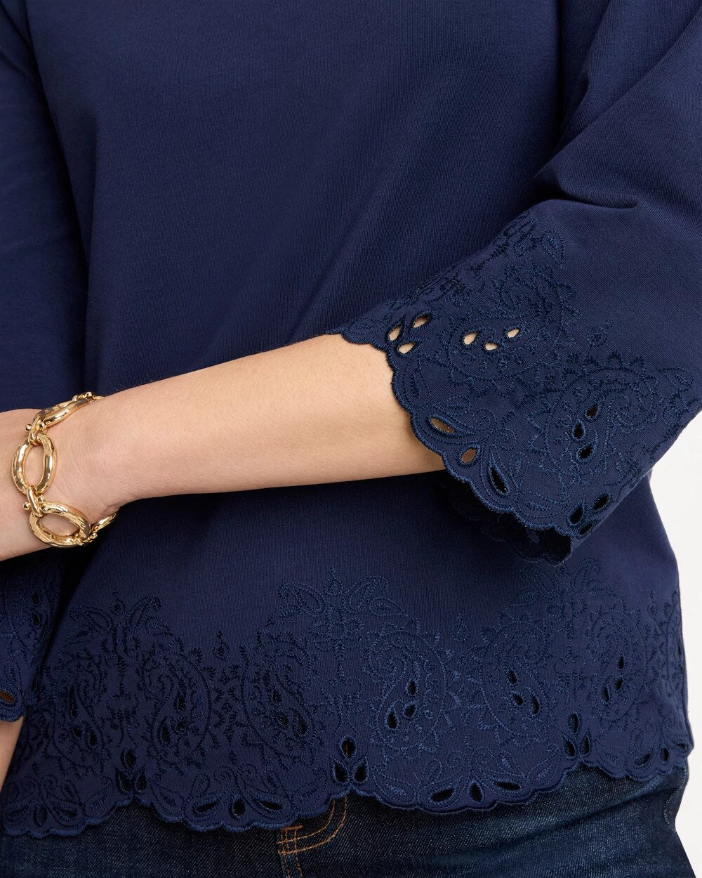 Embroidered Hem Top