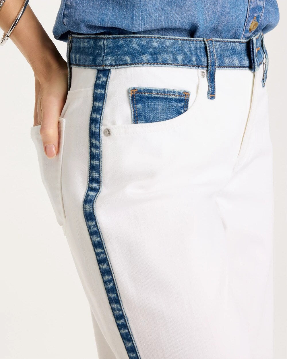 Girlfriend Straight Colorblock Jeans