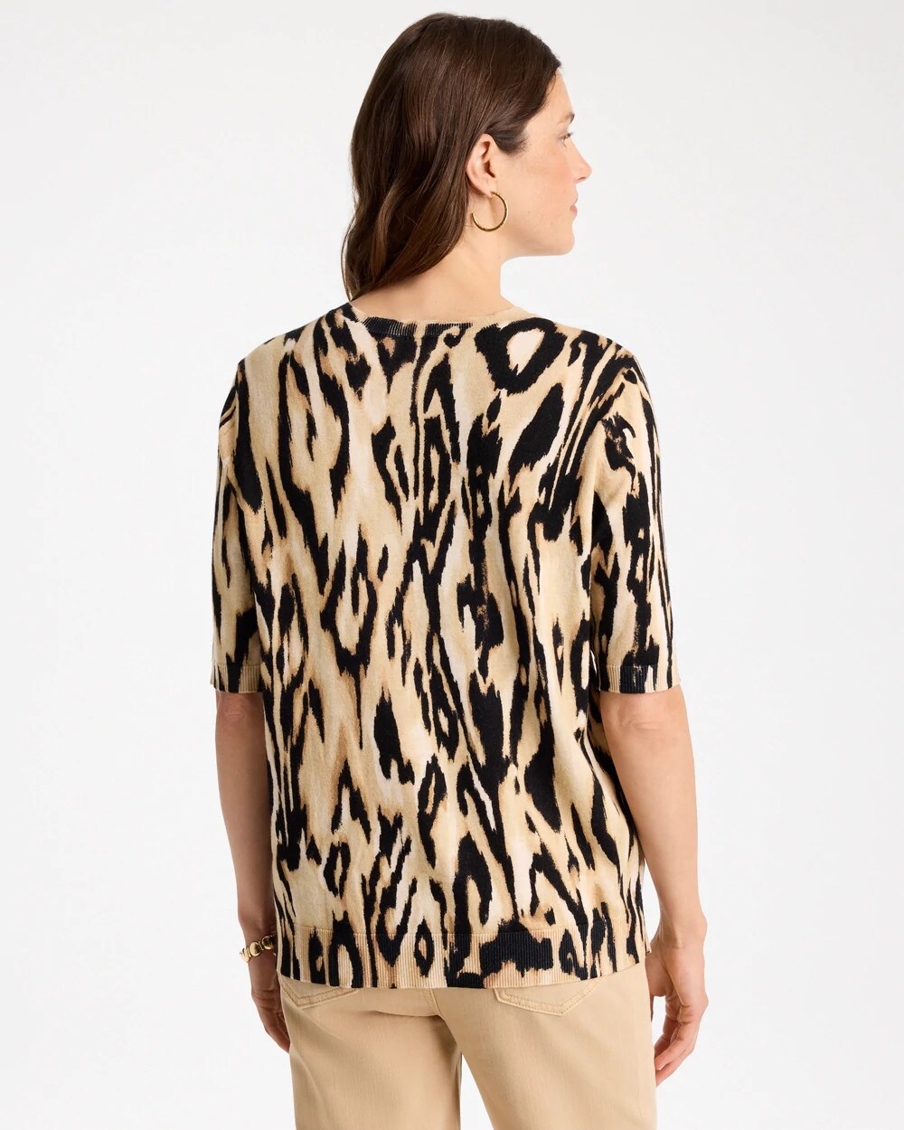 Ella Ikat Print Short-Sleeve Sweater