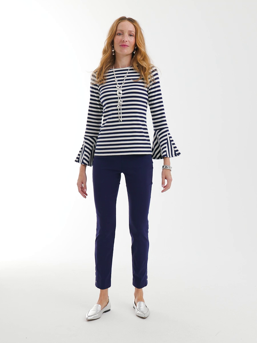 Brigitte Pull-On Slim Rivet Ankle Pants
