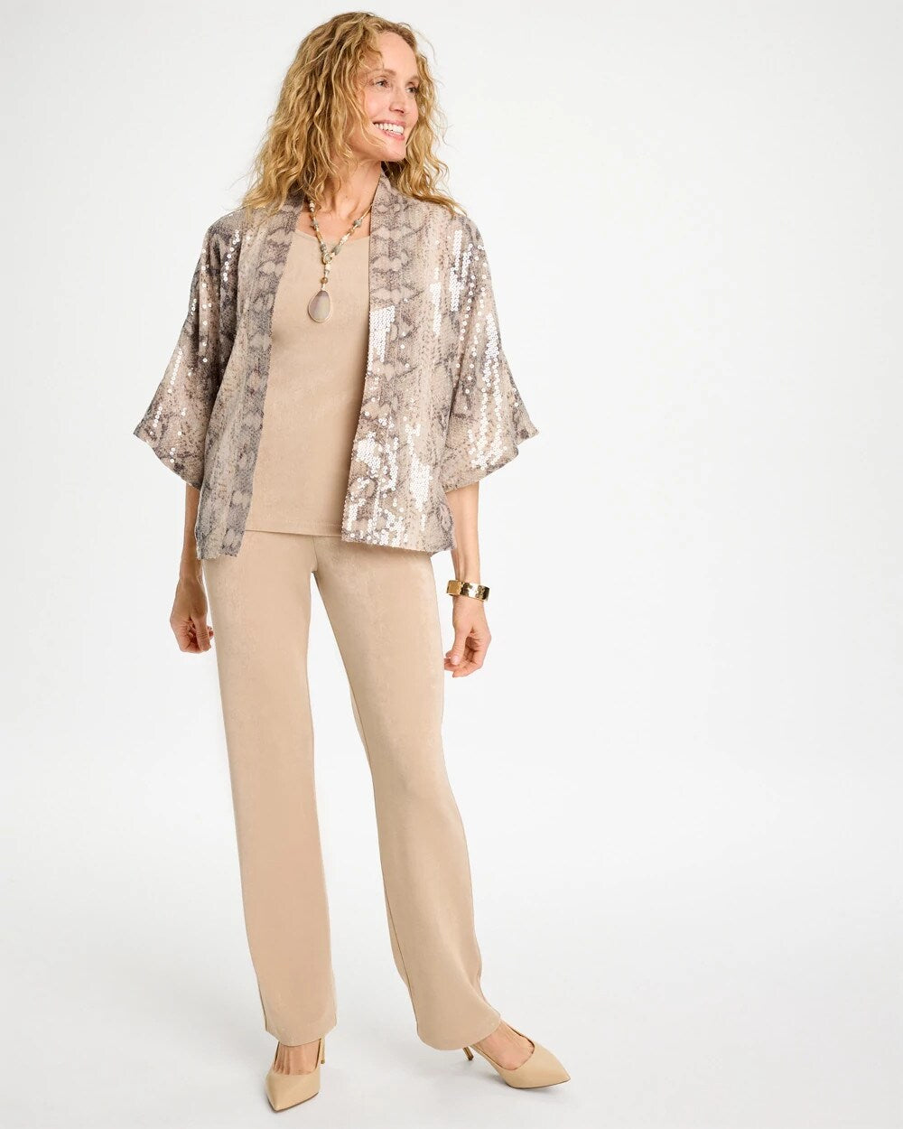 Travelers Collection Sequin Animal Print Kimono