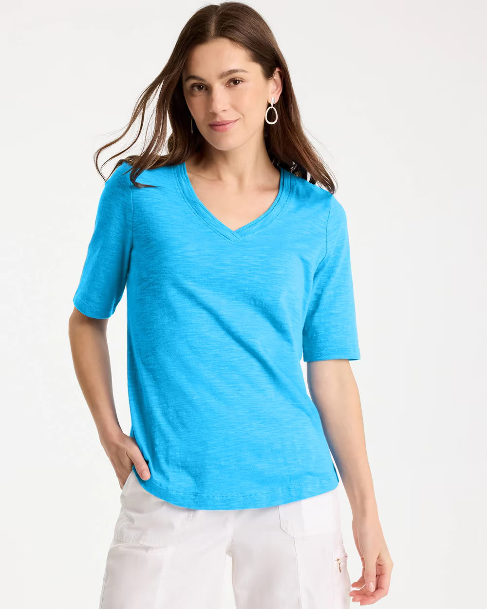 Cotton Slub V-Neck Tee