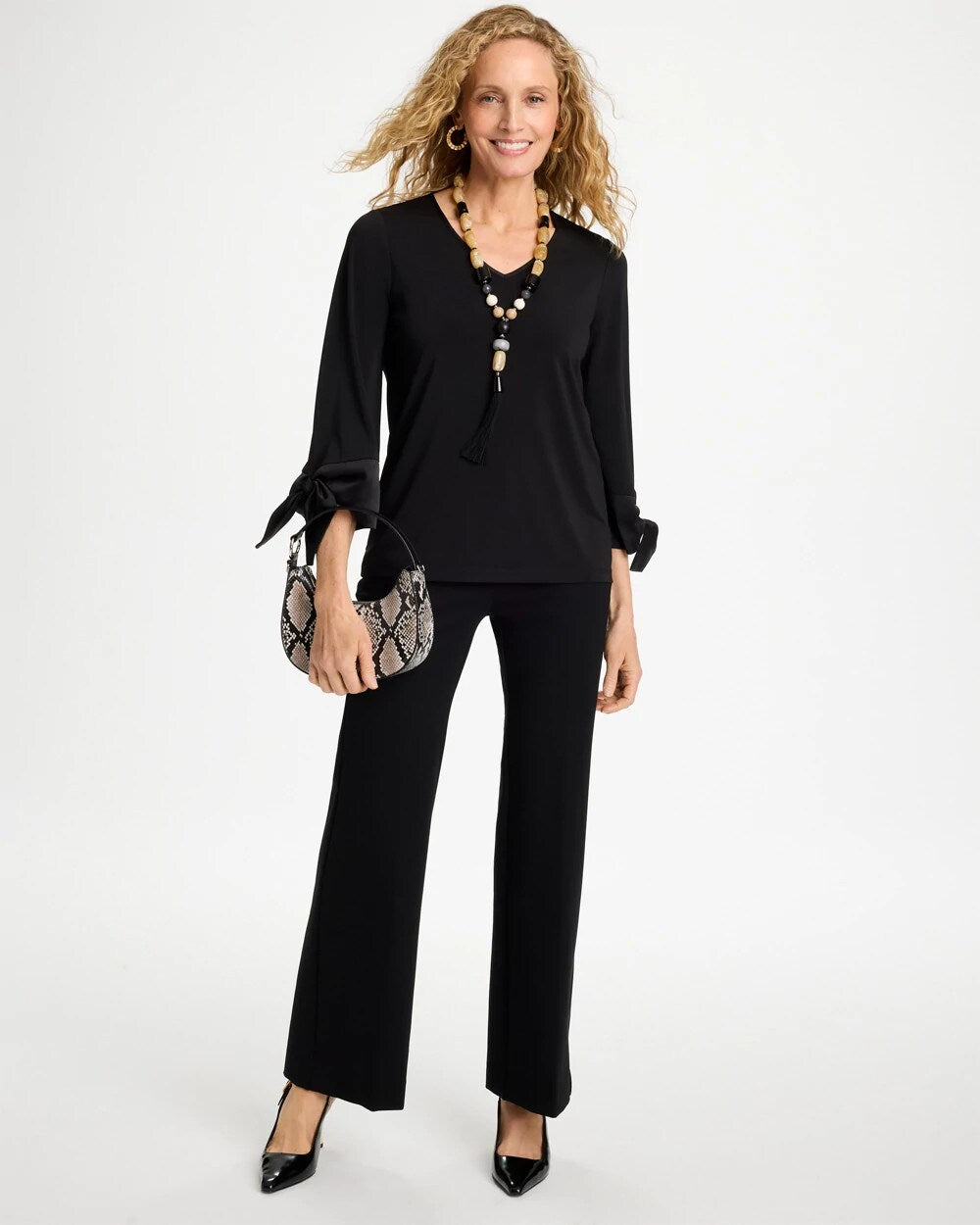 Satin Tie-Sleeve Top