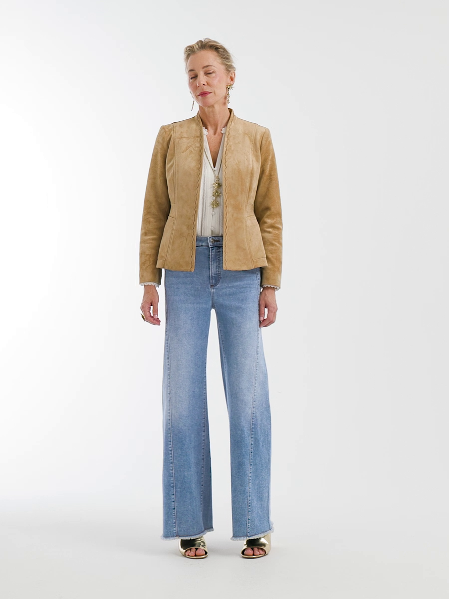 High-Rise Wide-Leg Frayed Jeans