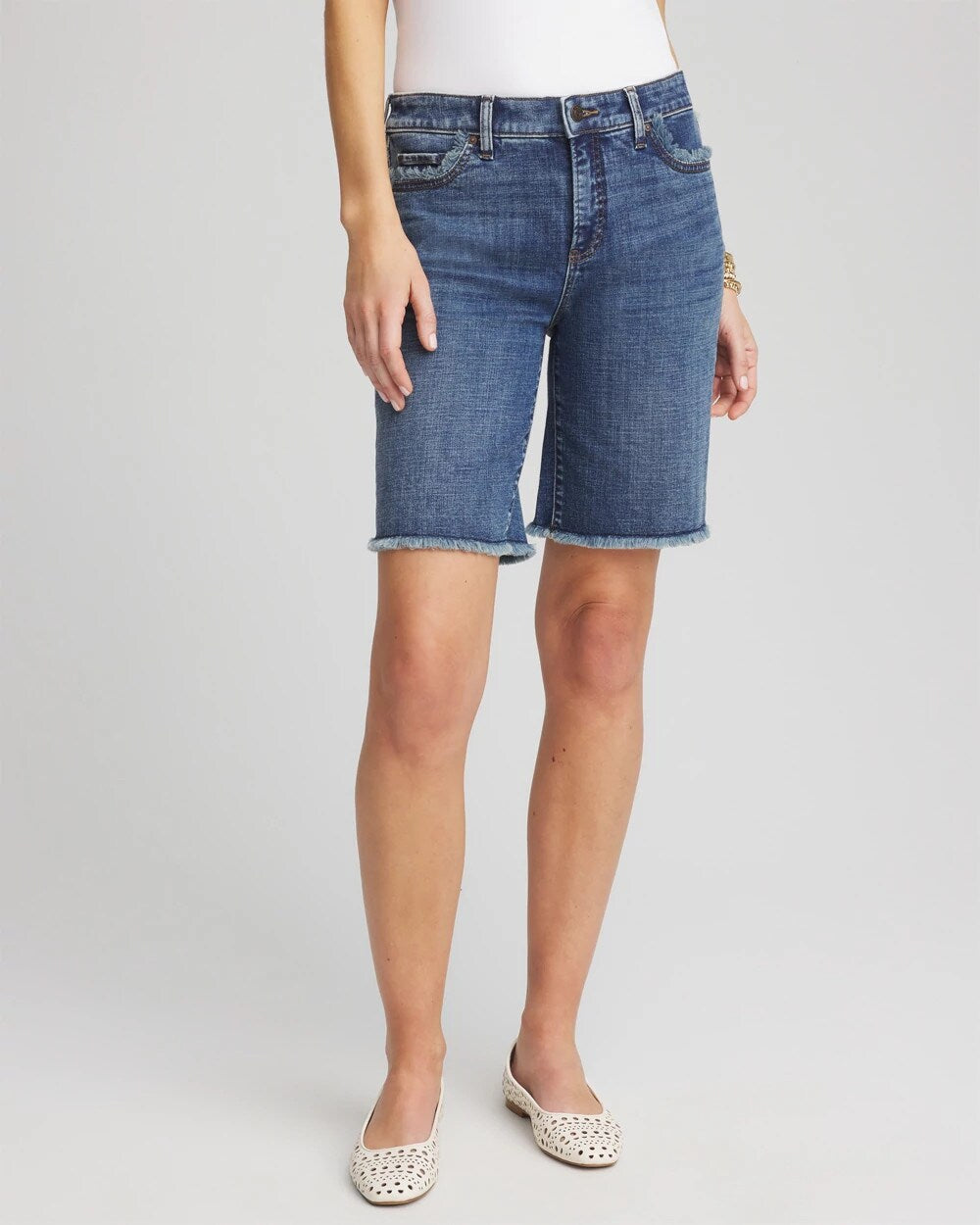 So Slimming Girlfriend Frayed Jean Shorts