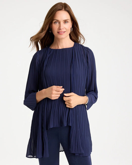 Travelers Pleated Chiffon Cardigan