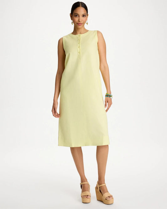 Linen-Cotton Henley Dress