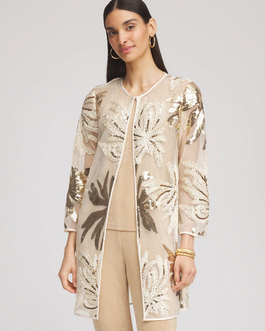 Travelers Collection Sequin-Mesh Jacket