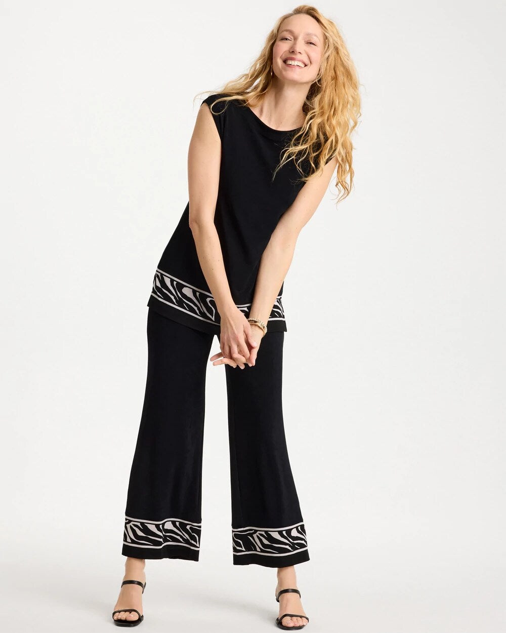 Travelers Abstract Zebra Trim Tunic