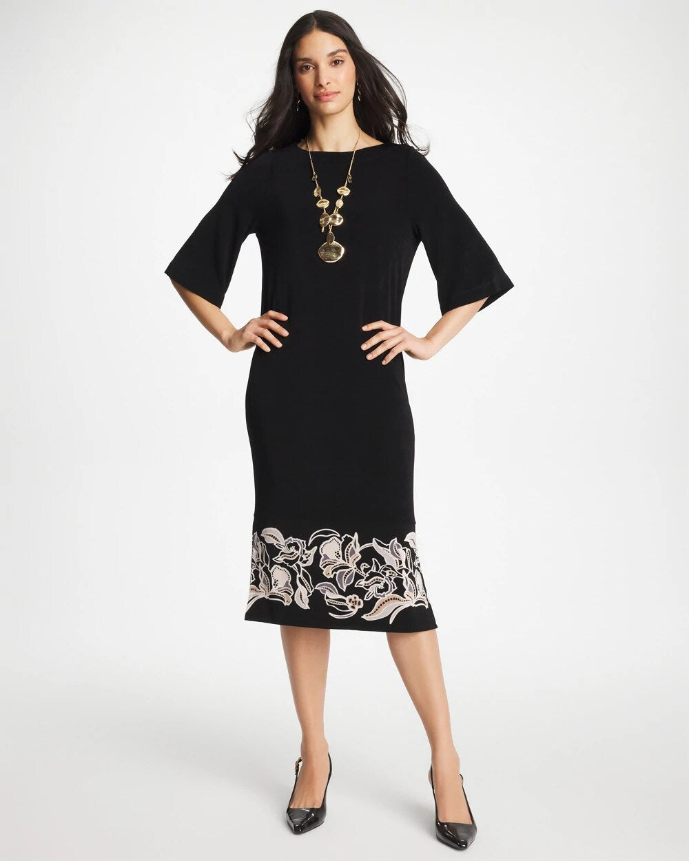 Travelers Border Kimono Sleeve Dress