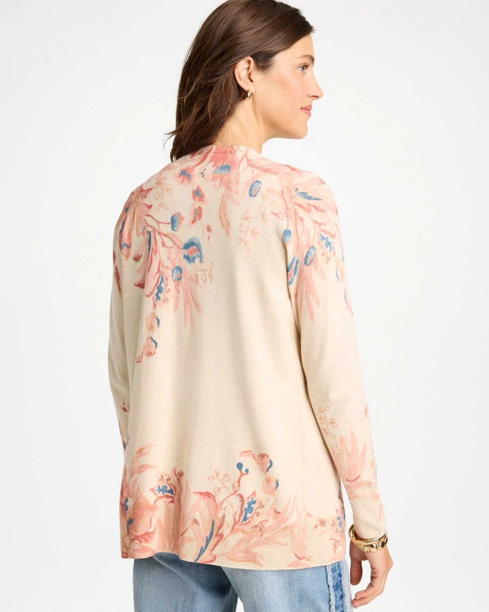 Ella Long-Sleeve Placed Print Cardigan