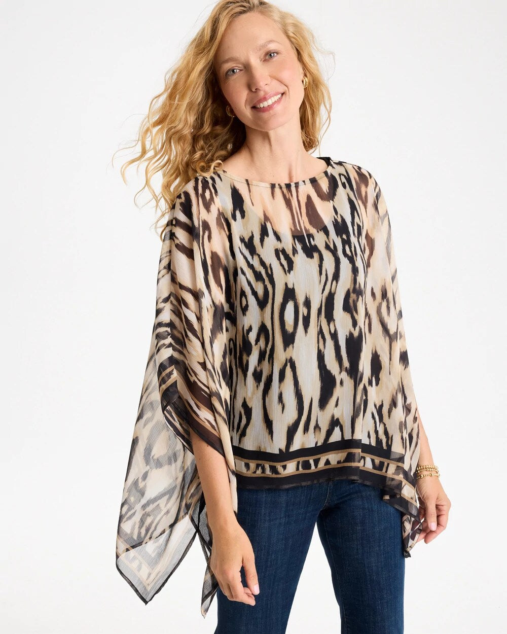 Ikat Print Poncho