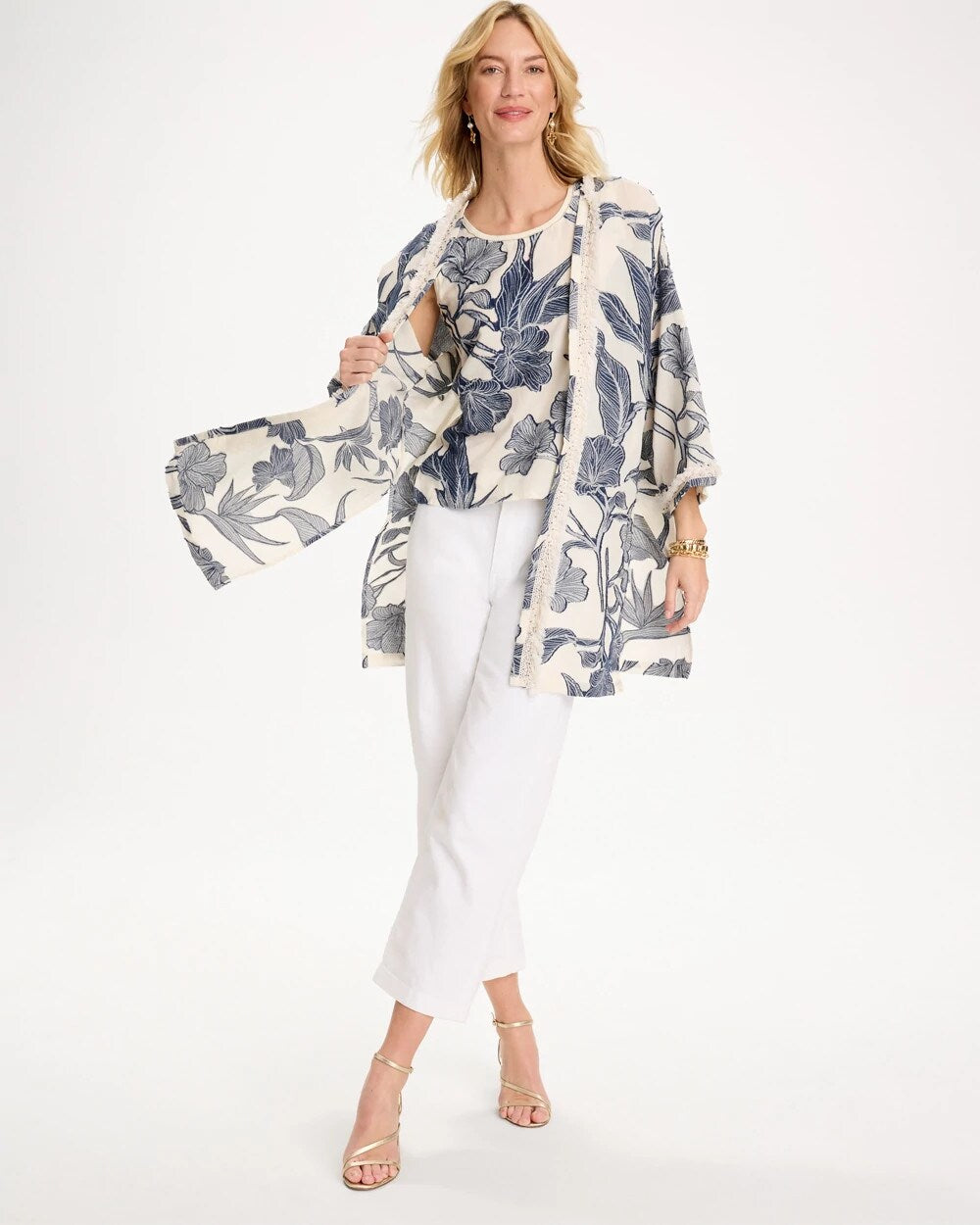 Cotton Jacquard Fringed Kimono