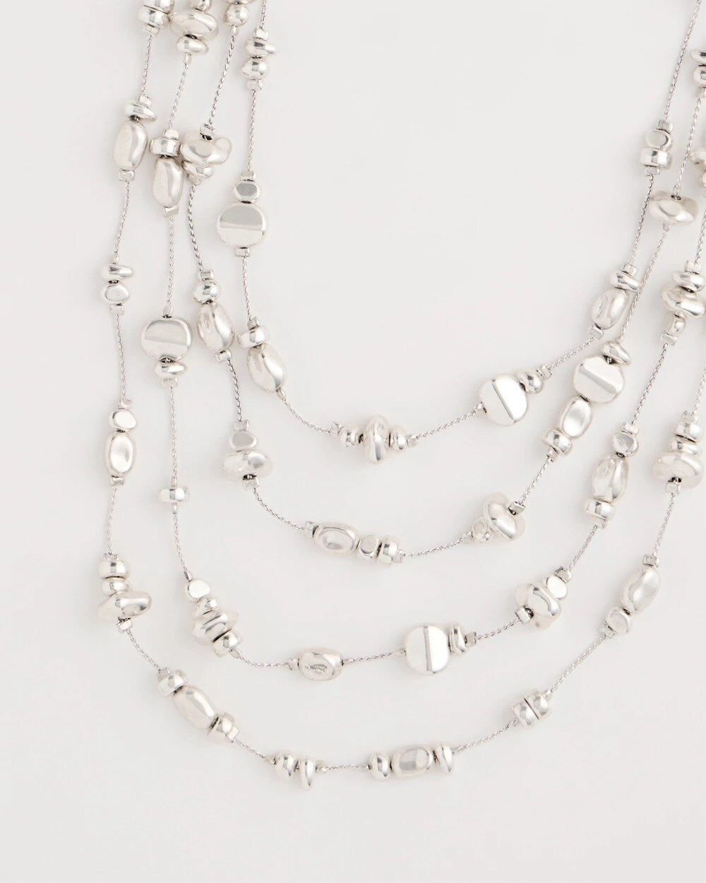 Silvertone Nugget Illusion Necklace