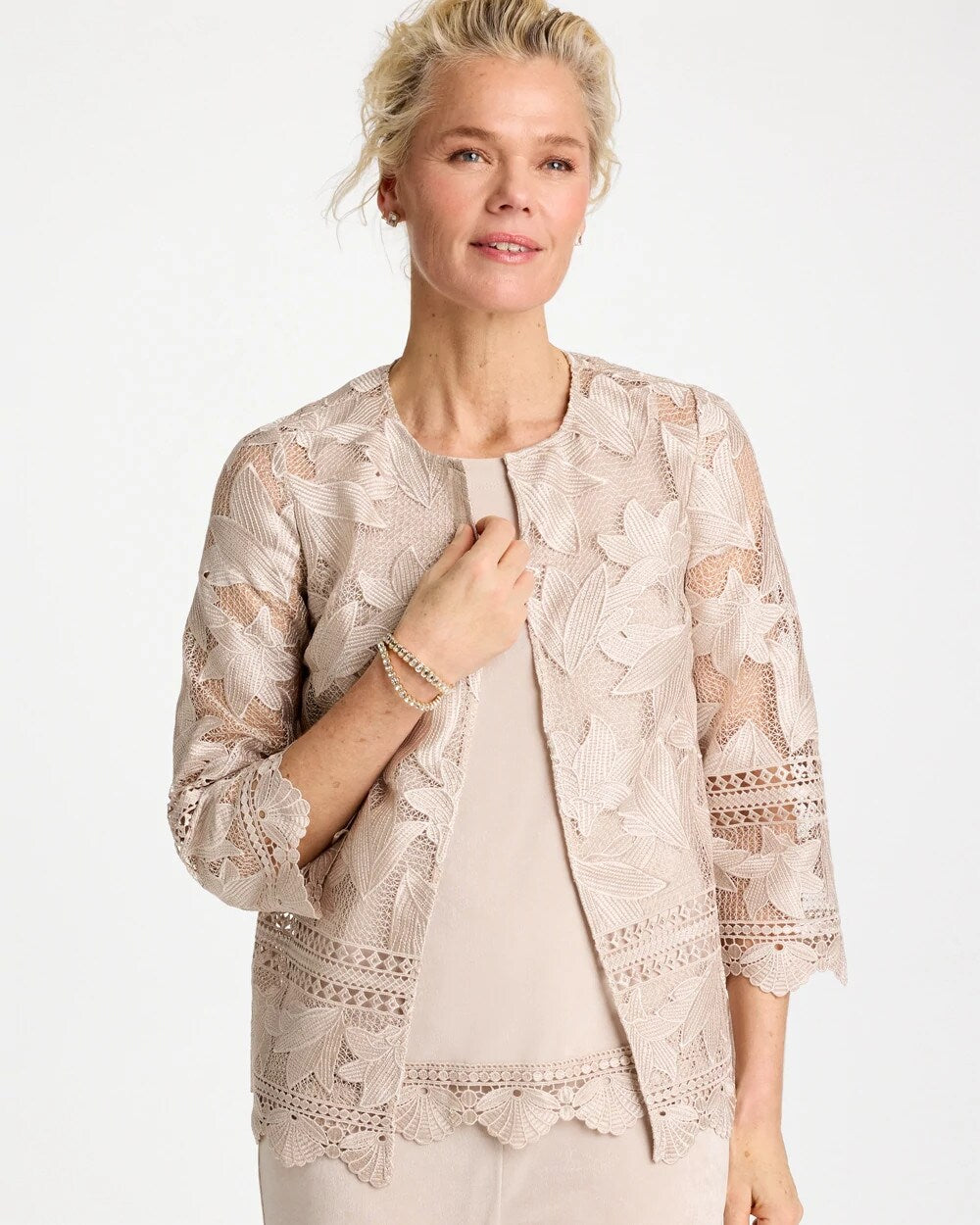 Travelers Collection Scallop Lace Jacket