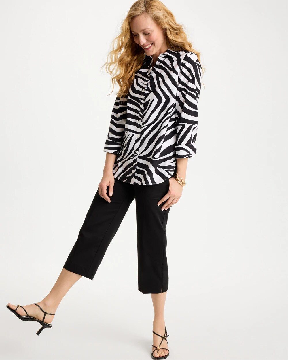 No Iron Stretch Zebra Print Shirt
