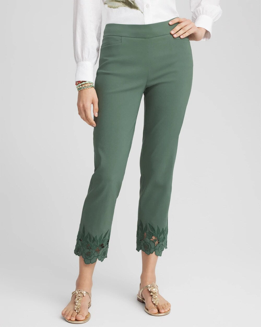 Brigitte Cutout Pull-On Cropped Pants