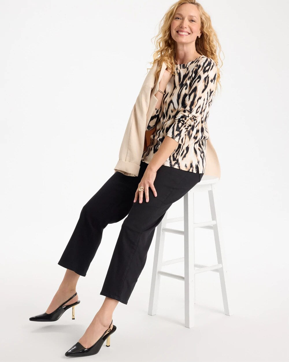 Animal Print Pima Cotton Boatneck Tee