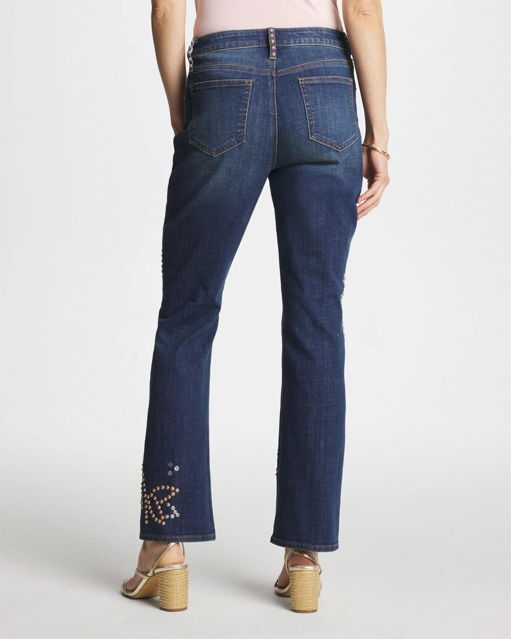 Petite Embellished Girlfriend Cropped Flared Jeans
