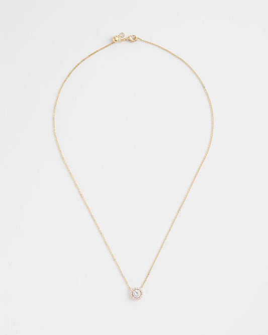 Gold Tone Drop Stone Necklace