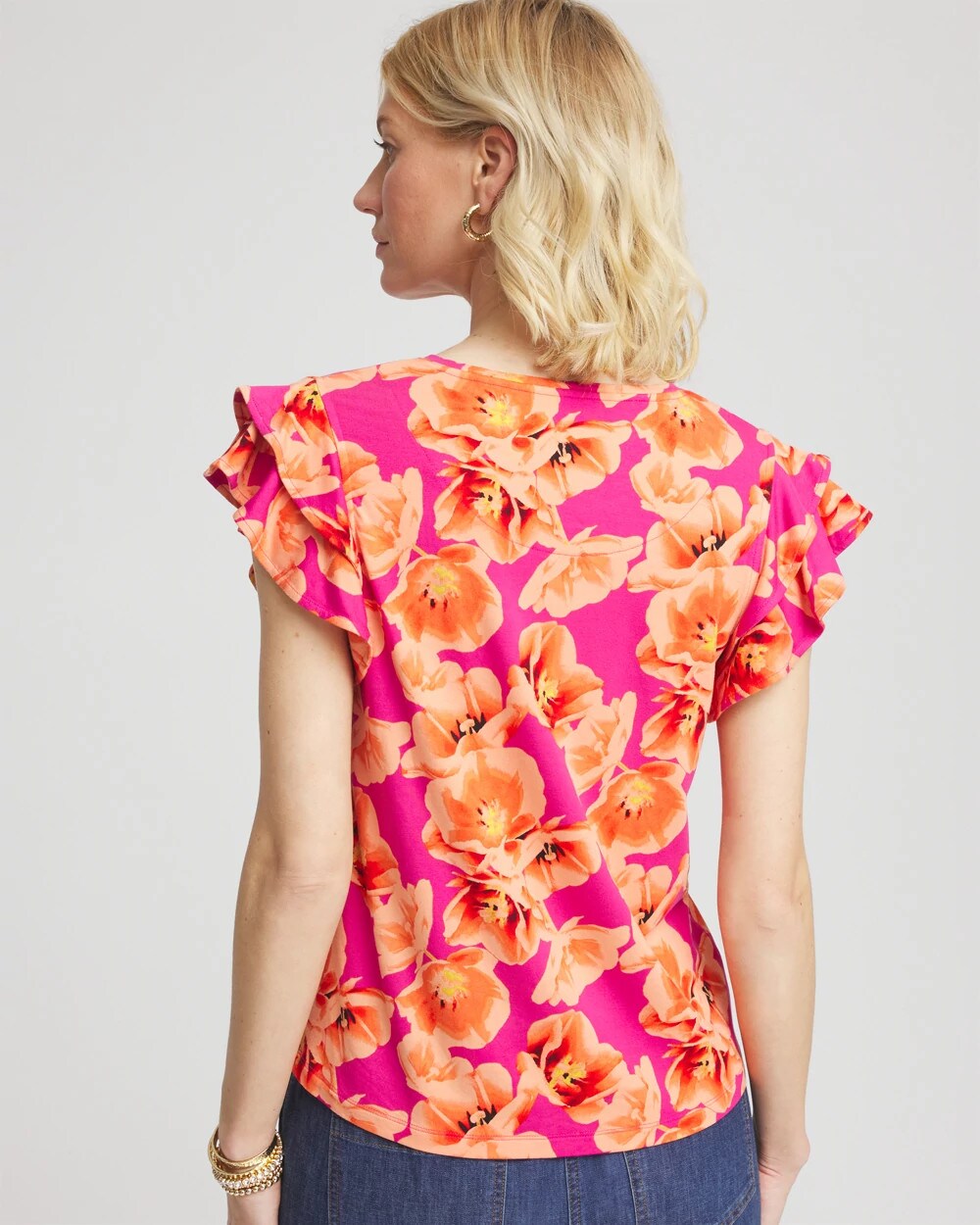 Touch of Cool Tropical Flutter Sleeve Tee